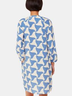 Whistles Spun Triangle Mini Dress, Blue/Multi - view 2, Blue/Multi