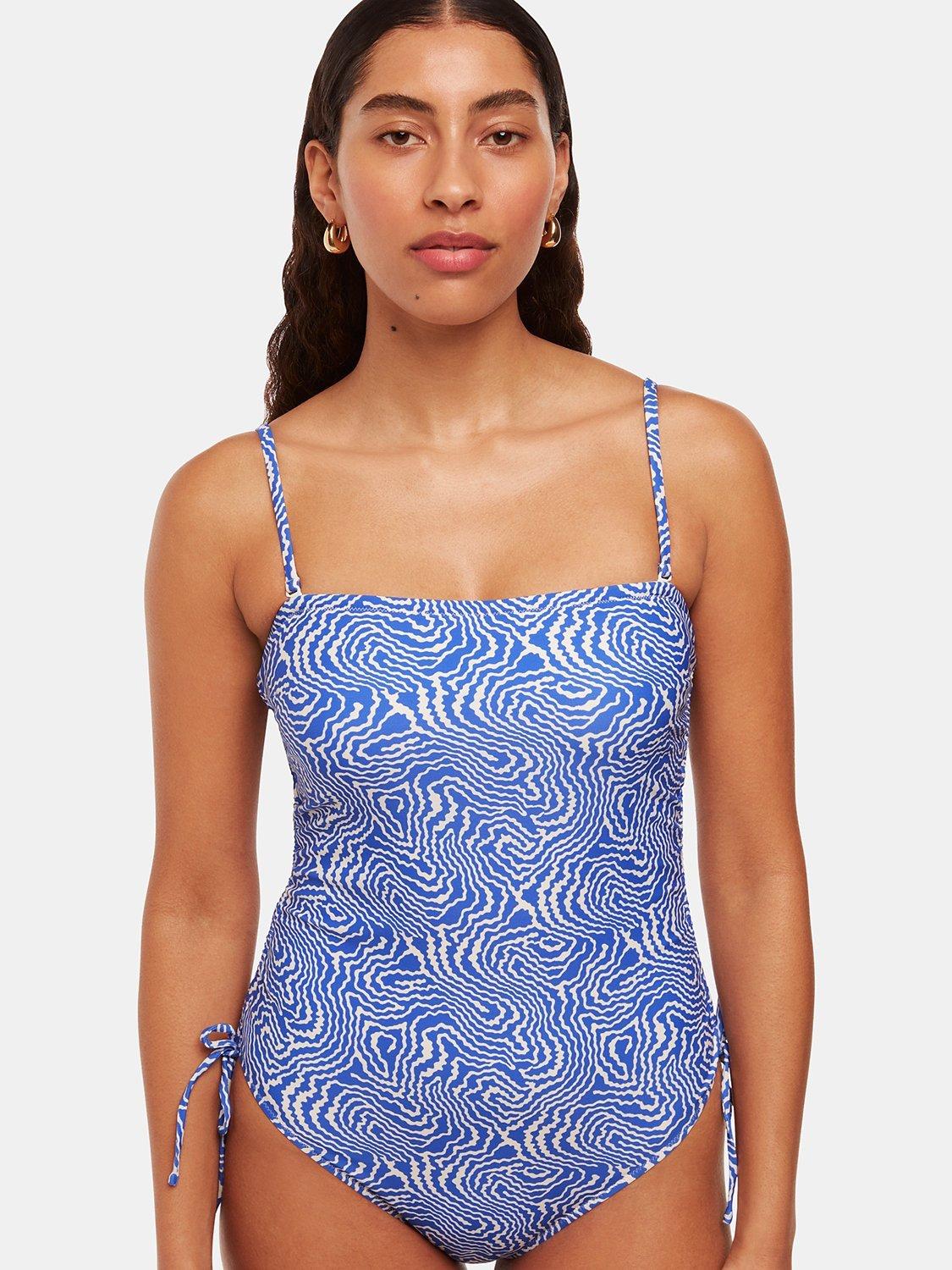 Product image 3 of 5, which shows Whistles Ripple Wave Print Swimsuit, Blue/White, 20