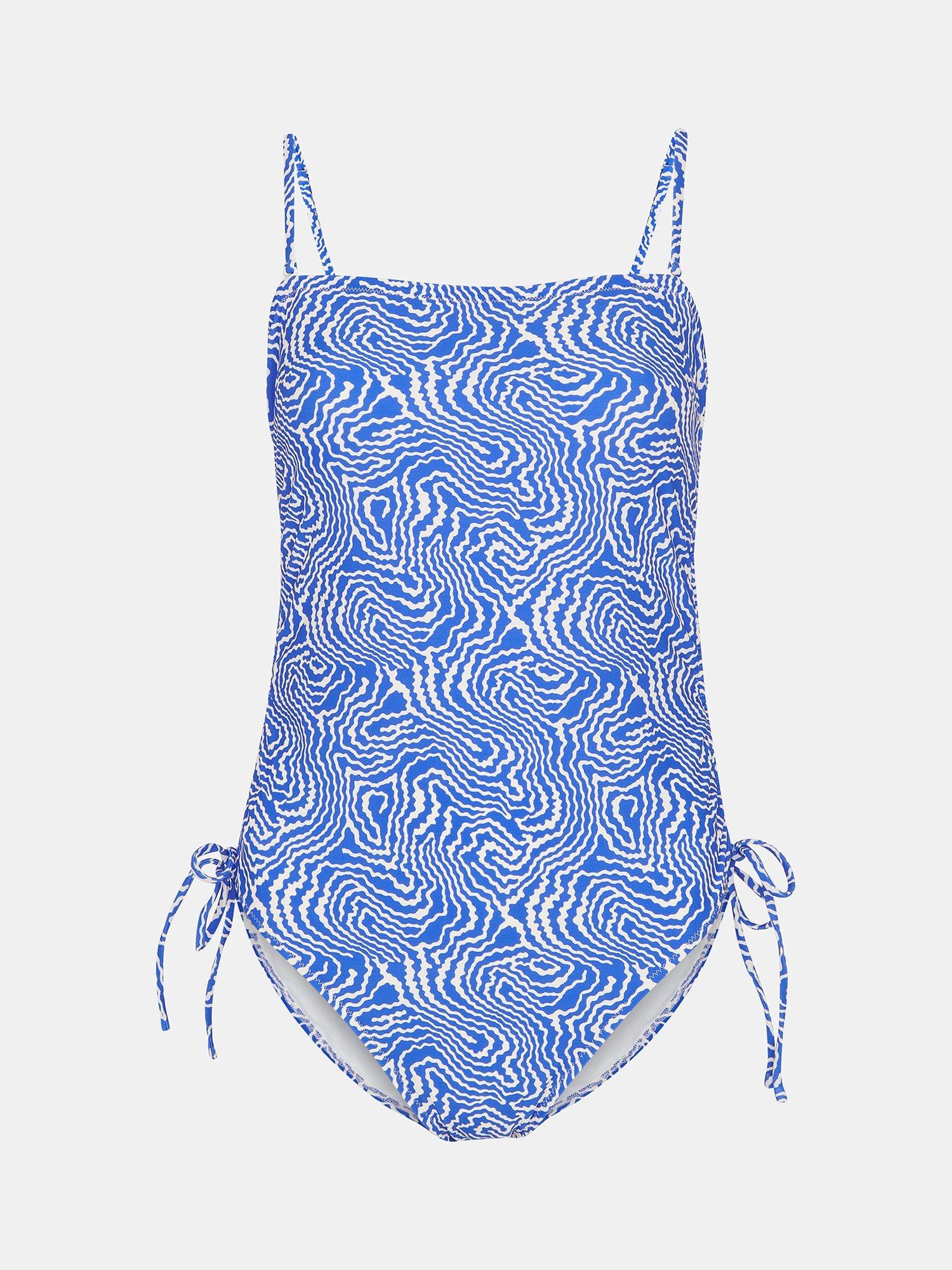 Product image 5 of 5, which shows Whistles Ripple Wave Print Swimsuit, Blue/White, 20