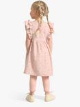 Lindex Kids' Organic Cotton Floral Print Gauze Frill Sleeve Dress, Light Dusty Pink