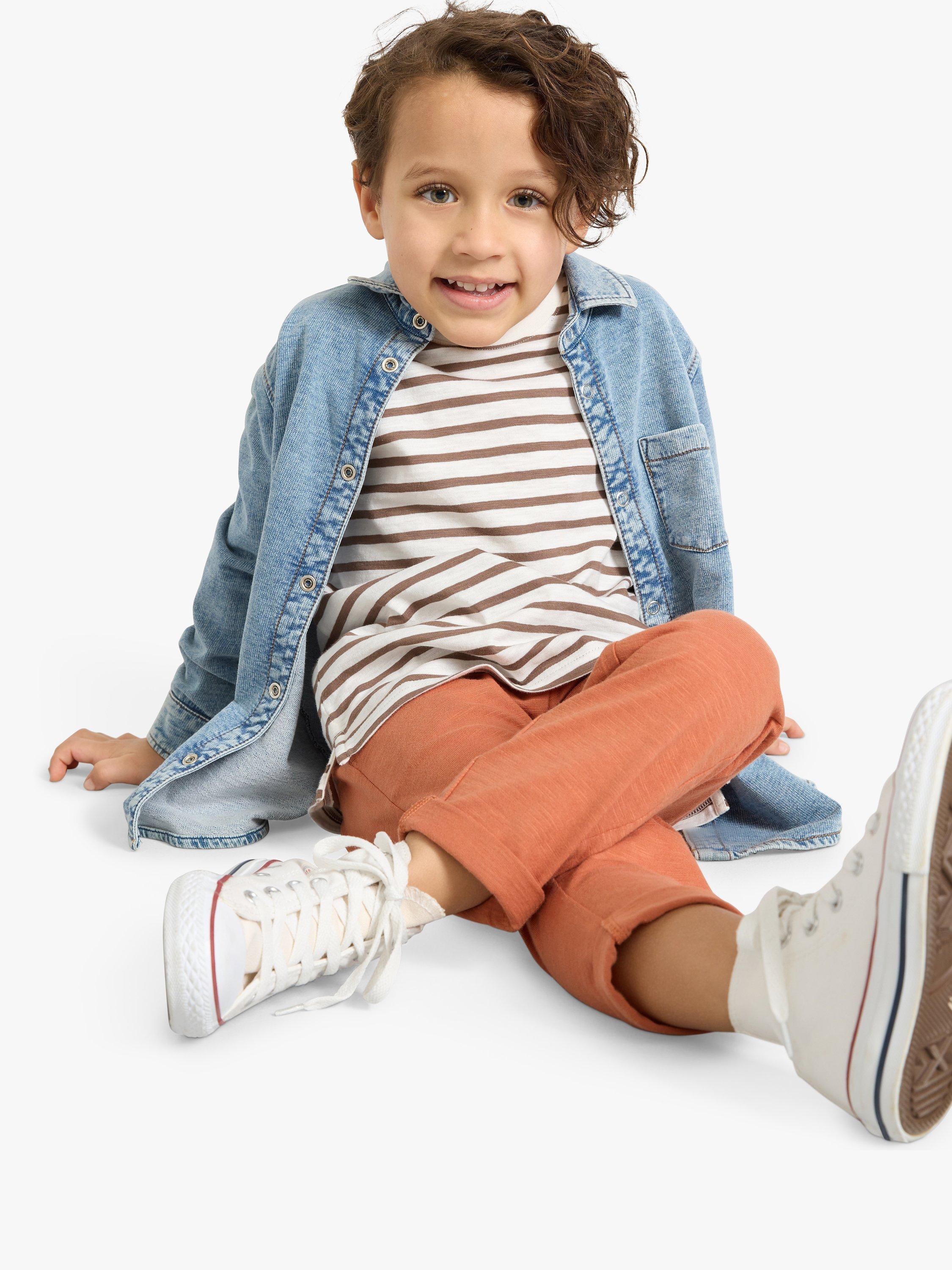 Product image 1 of 6, which shows Lindex Kids' Organic Cotton Comfy Jogger Trousers, Brown, 7-8 years