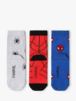 Lindex Kids' Spiderman Socks, Pack of 3 - view 2, Grey Melange