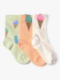 Lindex Kids' Ice Cream Socks, Pack of 3, Light Orange/Multi