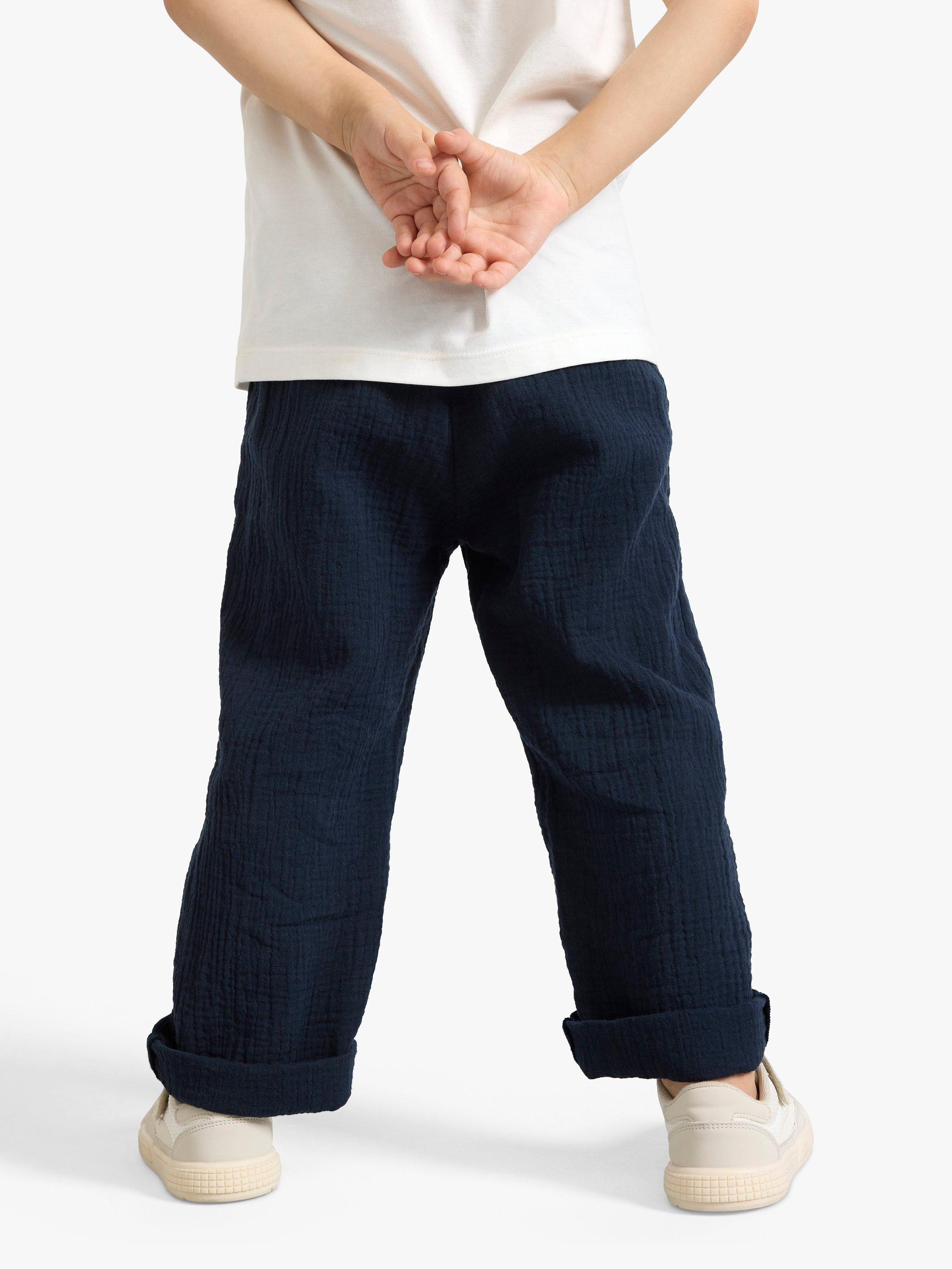 Lindex Kids' Weave Trousers, Dark Navy, 4-5 years