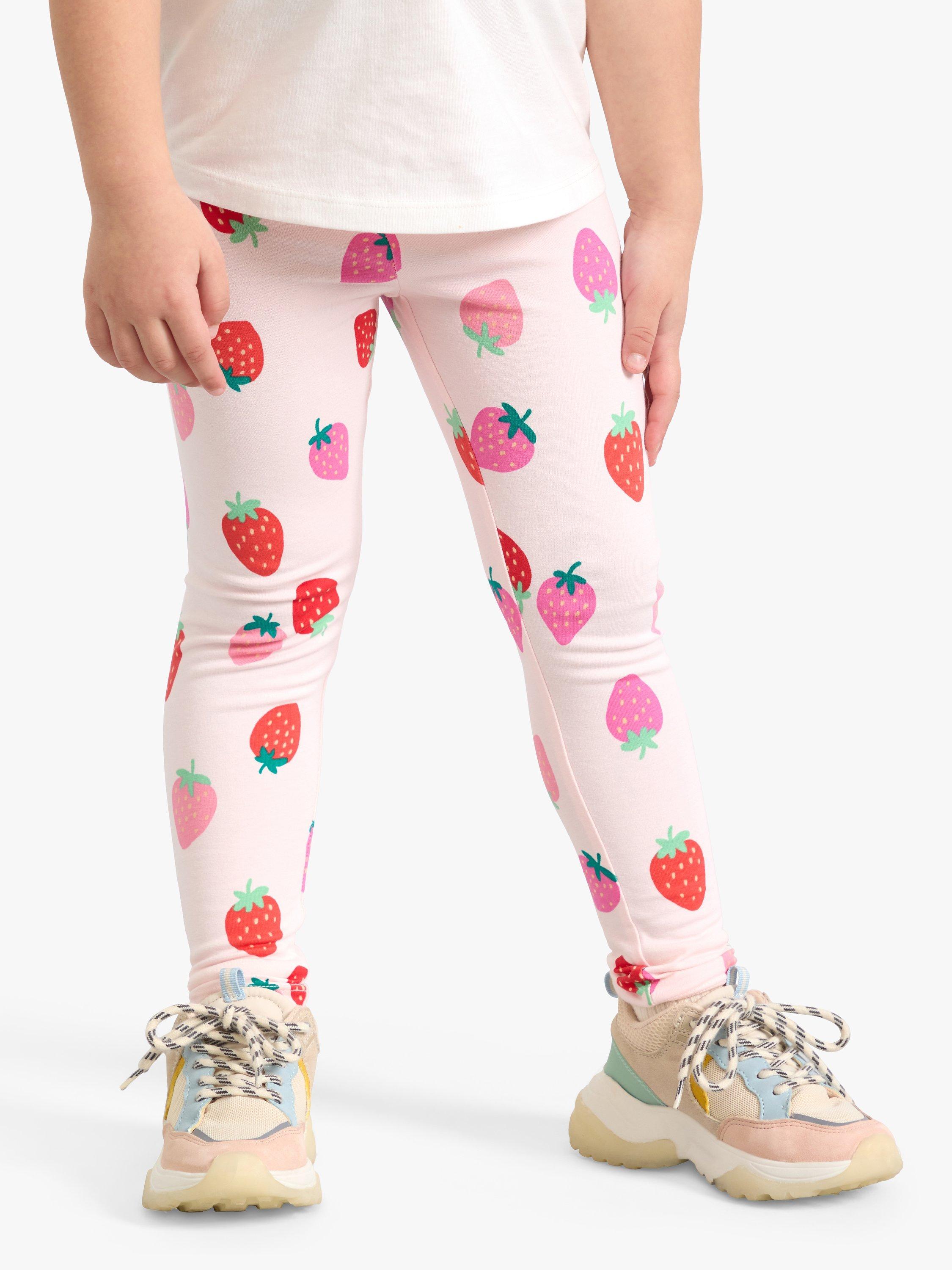 Product image 3 of 7, which shows Lindex Kids' Strawberry Leggings, Light Pink, 7-8 years