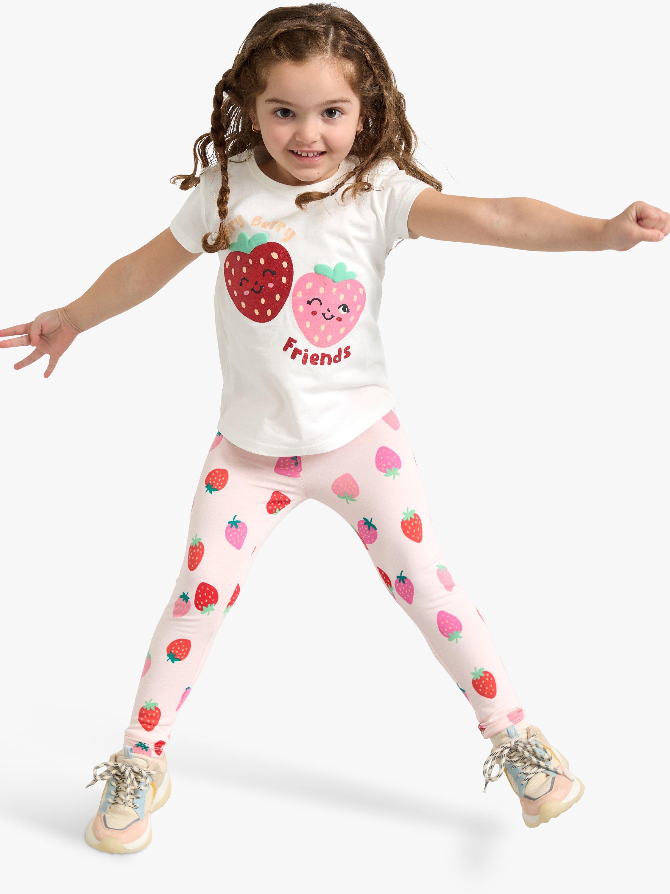 Product image 4 of 7, which shows Lindex Kids' Strawberry Leggings, Light Pink, 7-8 years