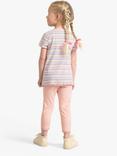 Lindex Kids' Organic Cotton Blend Lace Trim Capri Leggings, Light Dusty Pink