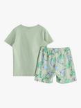 Lindex Kids' Dinosaur Short Pyjamas Set, Light Dusty Green