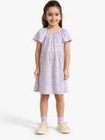 Lindex Kids' Floral Print Open Back Dress, Light Dusty Lilac