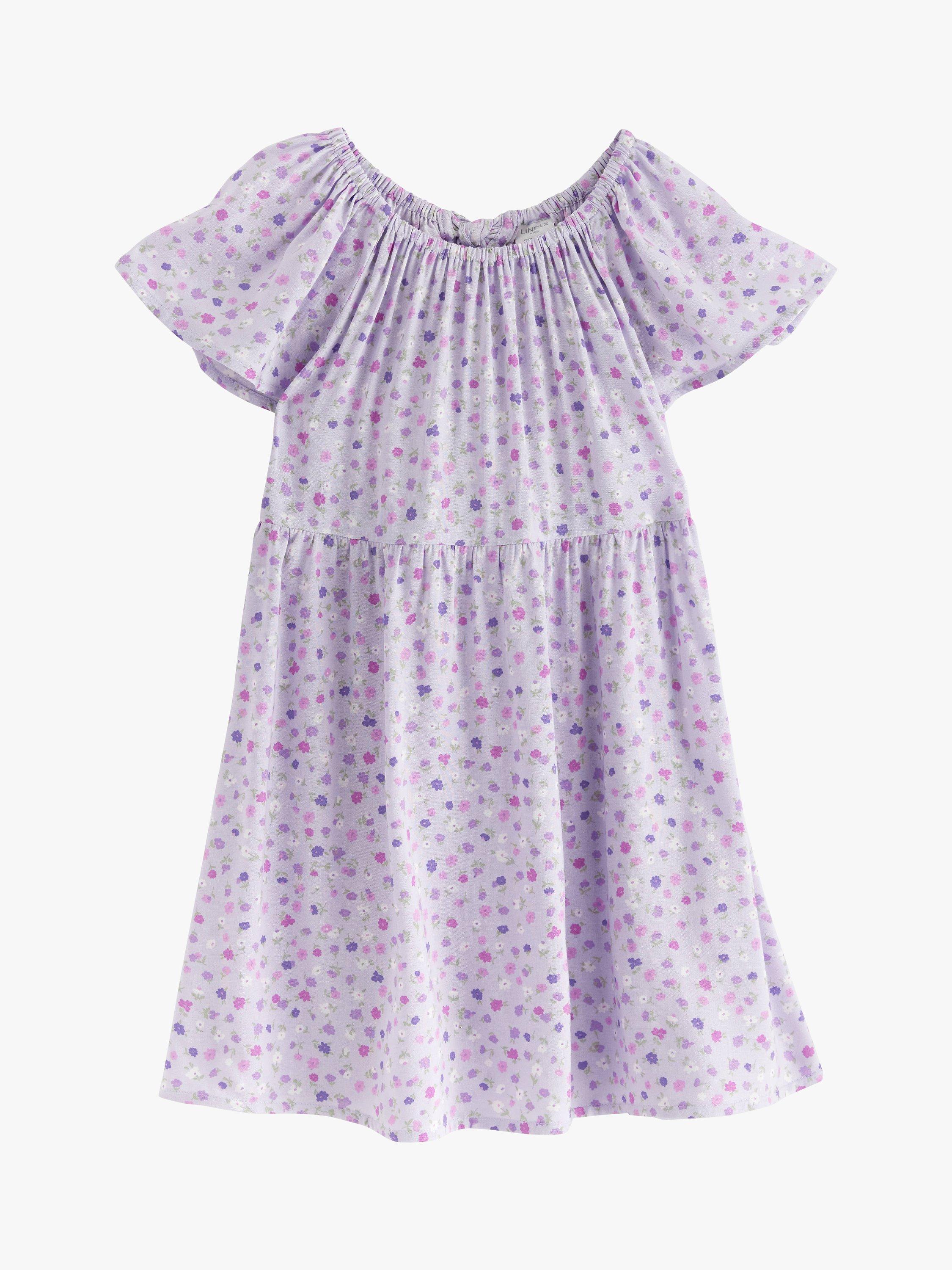 Product image 4 of 5, which shows Lindex Kids' Floral Print Open Back Dress, Light Dusty Lilac, 7-8 years