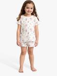 Lindex Kids' Floral Short Pyjamas Set, Light Dusty White