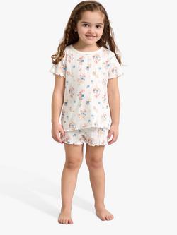 Lindex Kids' Floral Short Pyjamas Set, Light Dusty White, Light Dusty White