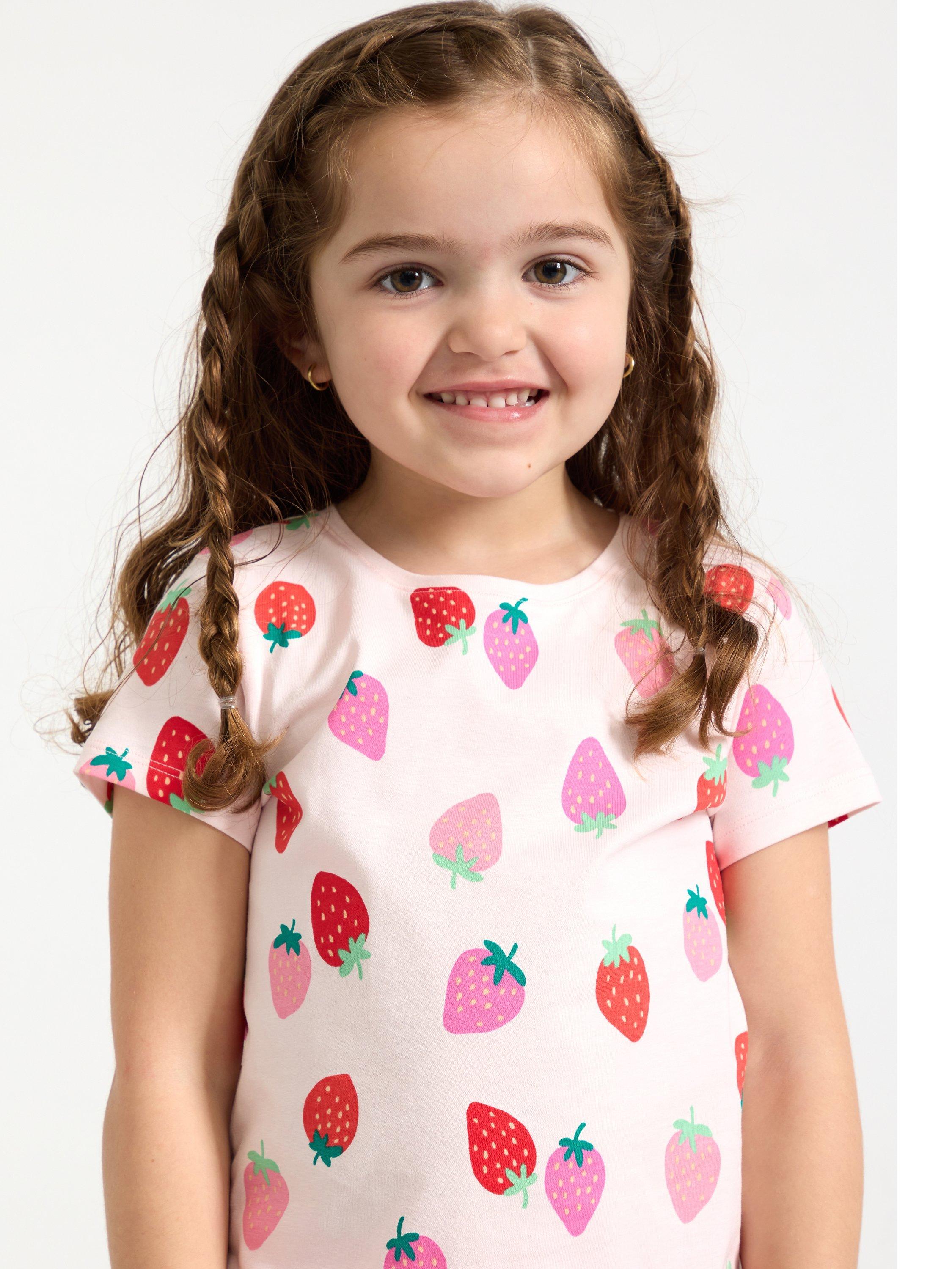 Product image 3 of 7, which shows Lindex Kids' Strawberry T-Shirt, Light Pink, 18-24 months