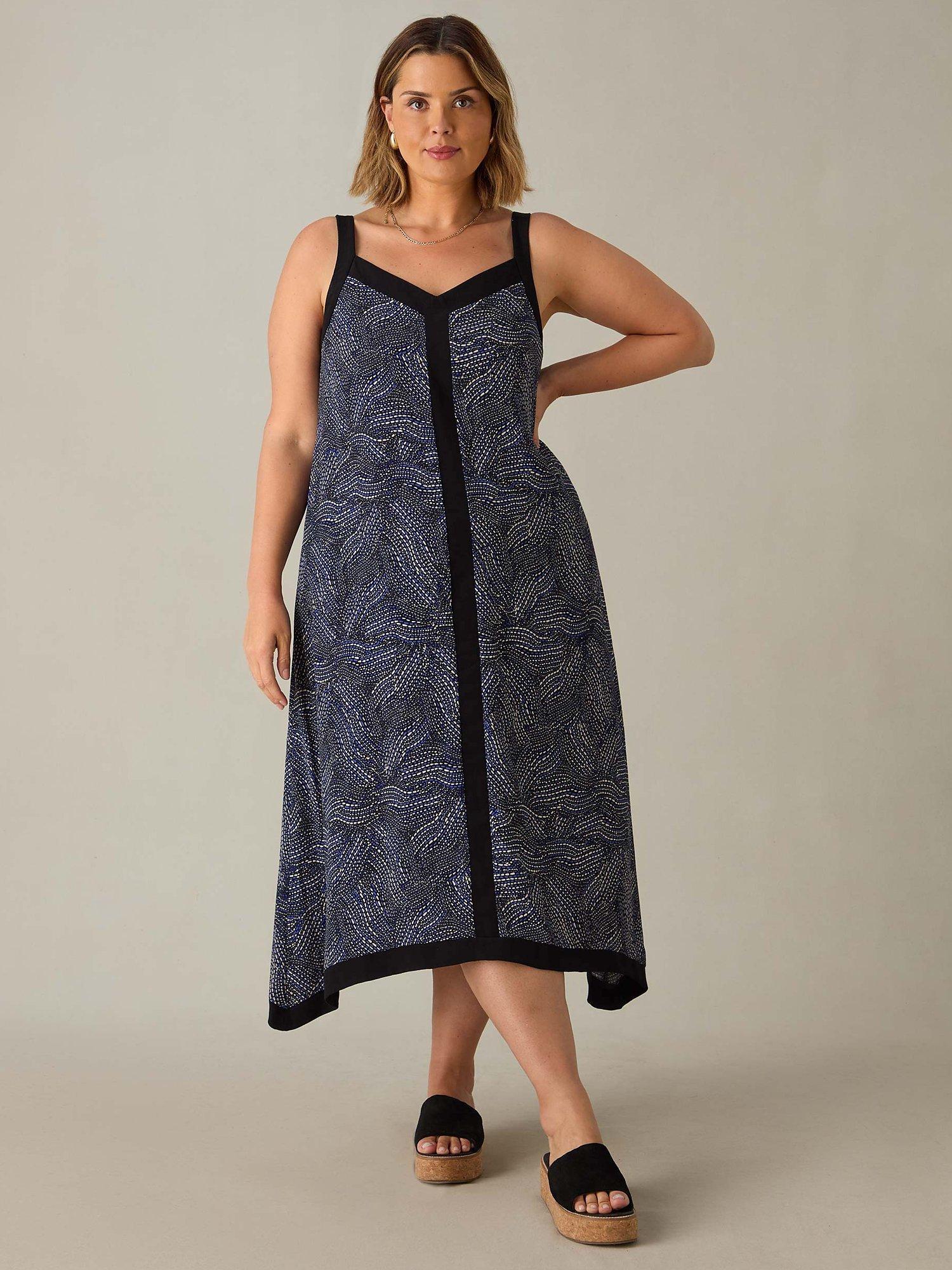 Live Unlimited Curve Abstract Spot Dress, Black/Multi