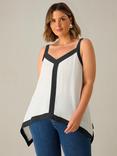 Live Unlimited Curve Hanky Hem Colour Block Top, Black/White