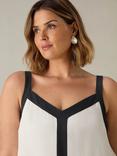 Live Unlimited Curve Hanky Hem Colour Block Top, Black/White