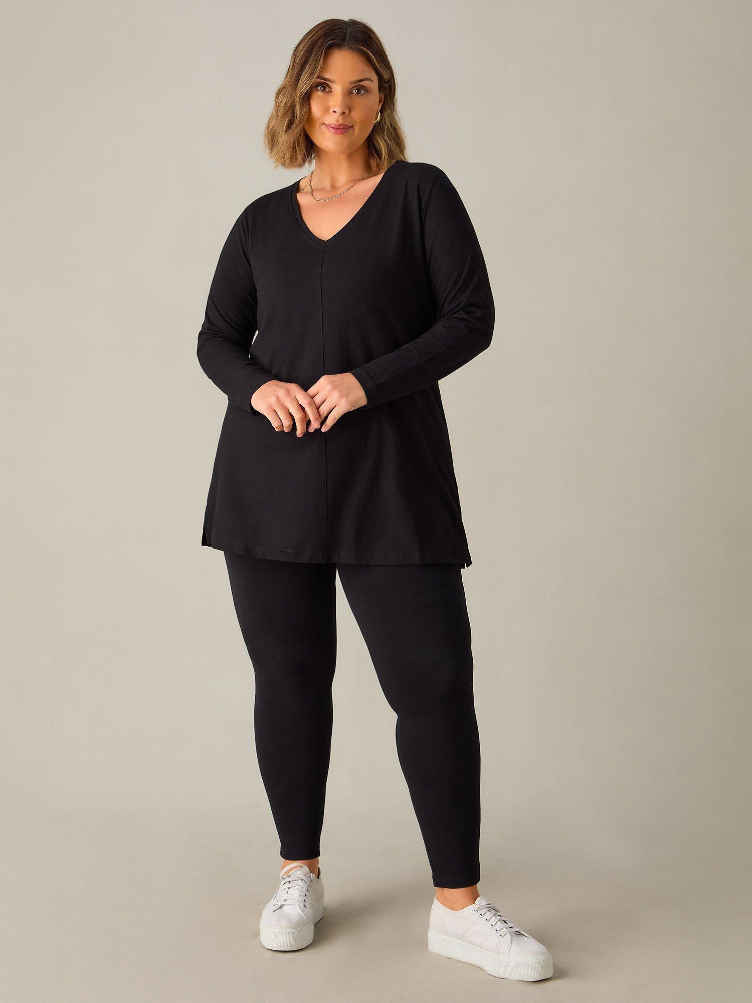 Live Unlimited Curve Cotton Slub Long Sleeve Top, Black