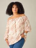 Live Unlimited Curve Tie Dye Print Top, Brown