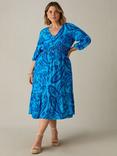 Live Unlimited Curve Petite Paisley Print Dress, Blue