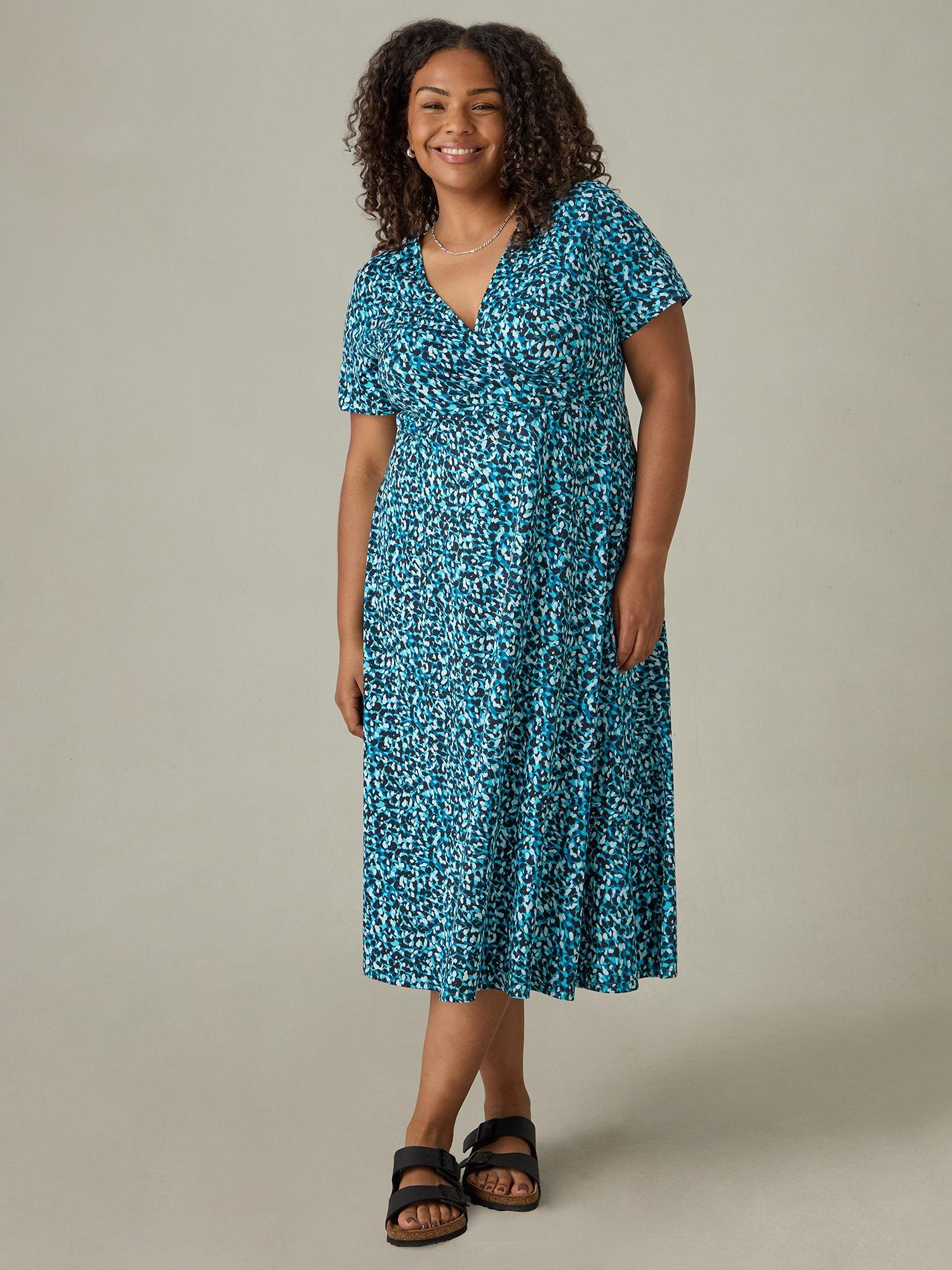 Live Unlimited Curve Abstract Print Dress, Blue