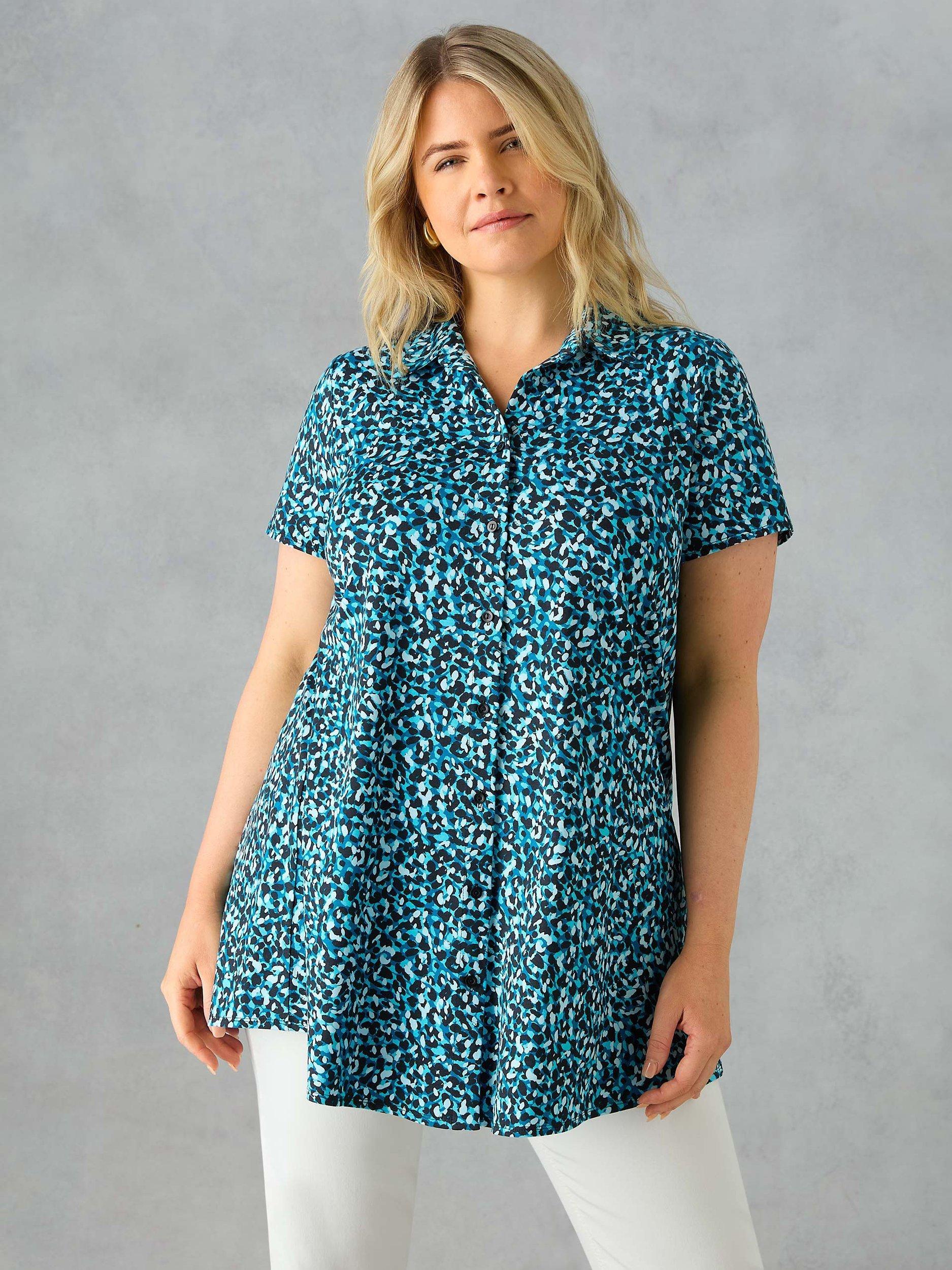Live Unlimited Curve Abstract Print Shirt, Blue/Multi