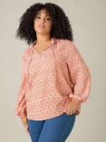 Live Unlimited Curve Geometric Shirred Top, Red