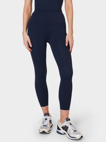 Sweaty Betty All Day Active Emboss 7/8 Sports Leggings, Navy Blue