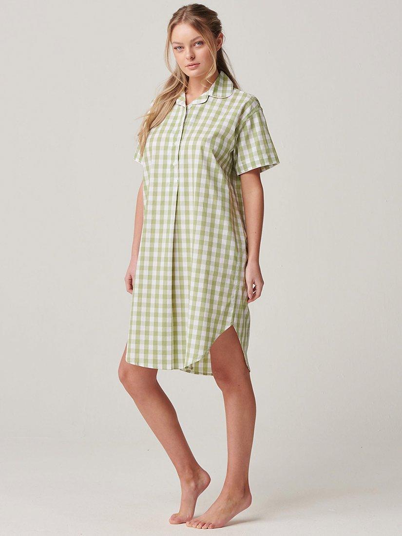 Product image 1 of 3, which shows British Boxers Short Sleeve Nightshirt, Field Green, XS