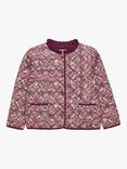 Trotters Kids' Strawberry Thief Quilted Jacket, Plumstrawberry