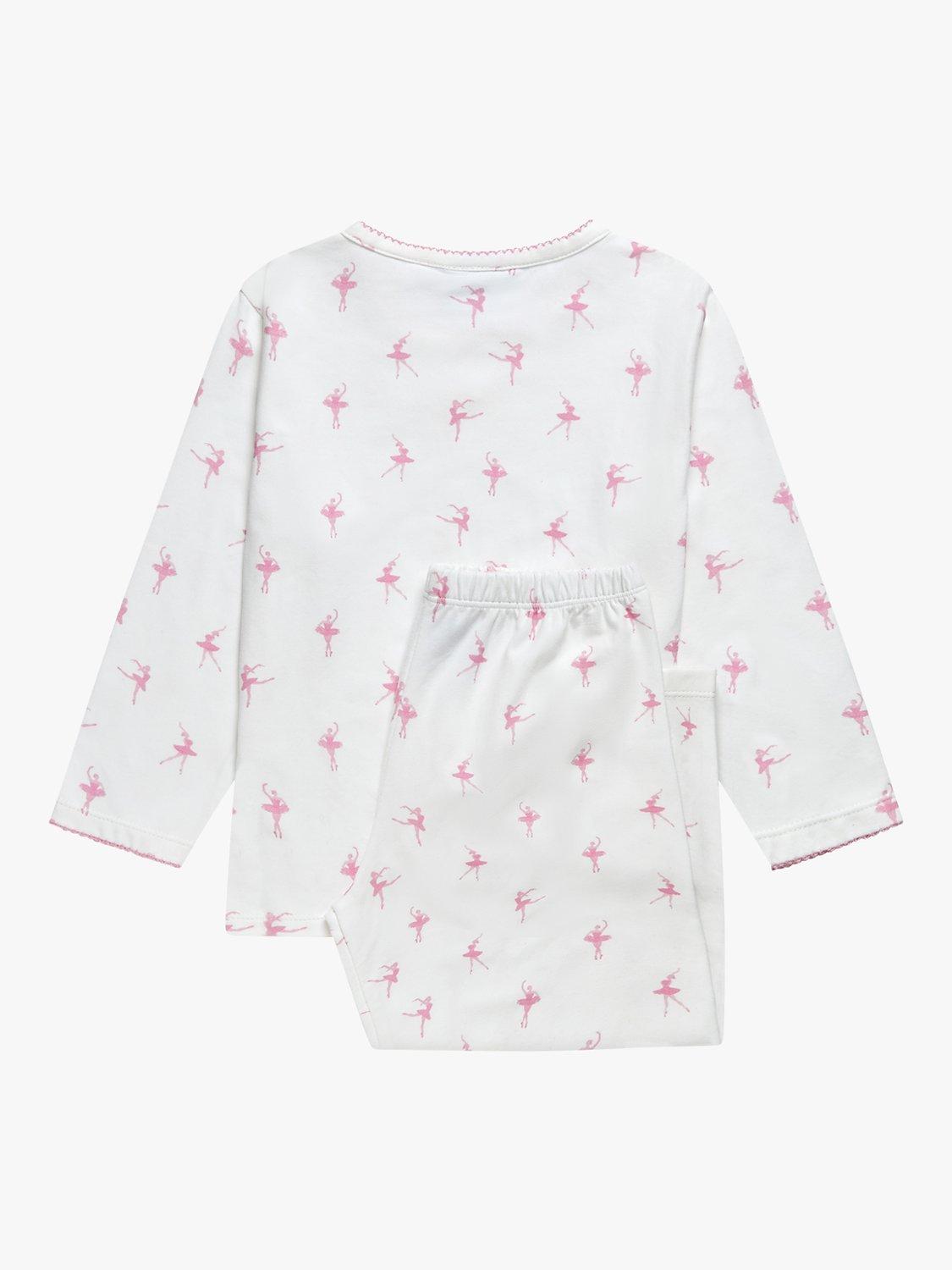 Product image 2 of 3, which shows Trotters Kids' Ballerina Jersey Pyjamas, Pink/White, 12-24 months