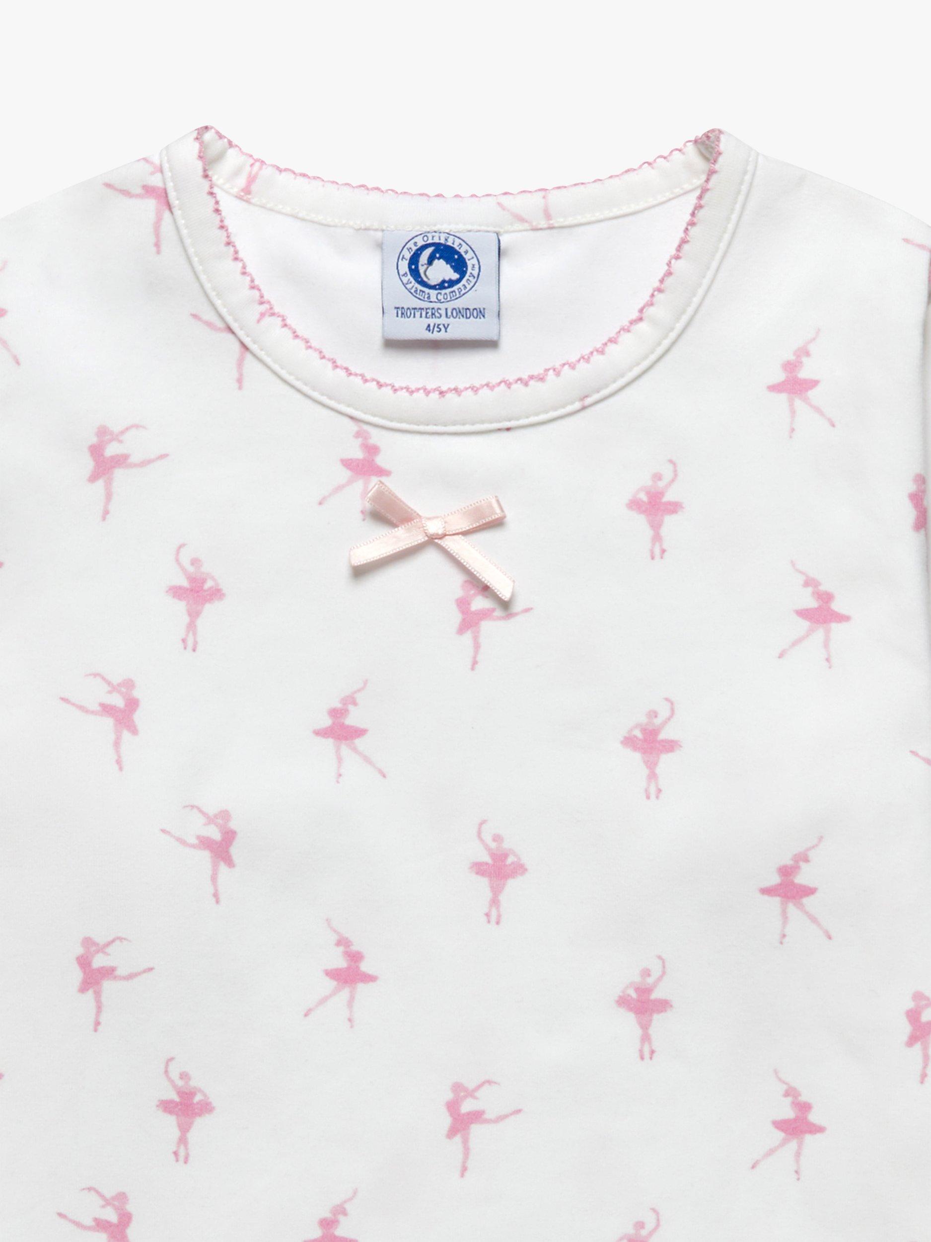 Product image 3 of 3, which shows Trotters Kids' Ballerina Jersey Pyjamas, Pink/White, 12-24 months