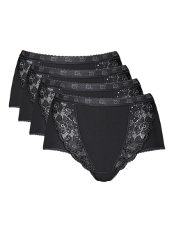 sloggi Chic Lace Maxi Briefs, Pack of 4, Black