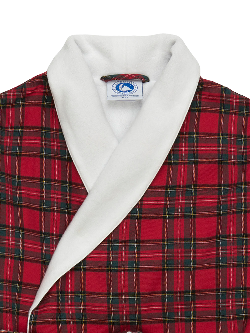 Product image 3 of 3, which shows Trotters Kids' Cosy Tartan Bathrobe, Red/Multi, 12-24 months