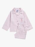 Trotters Kids' Margot Gingham Ballerina Pyjamas, Pale Pink