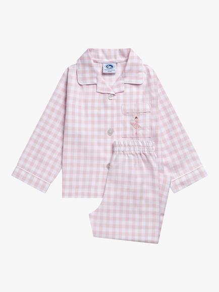 Trotters Kids' Margot Gingham Ballerina Pyjamas, Pale Pink, Pale Pink