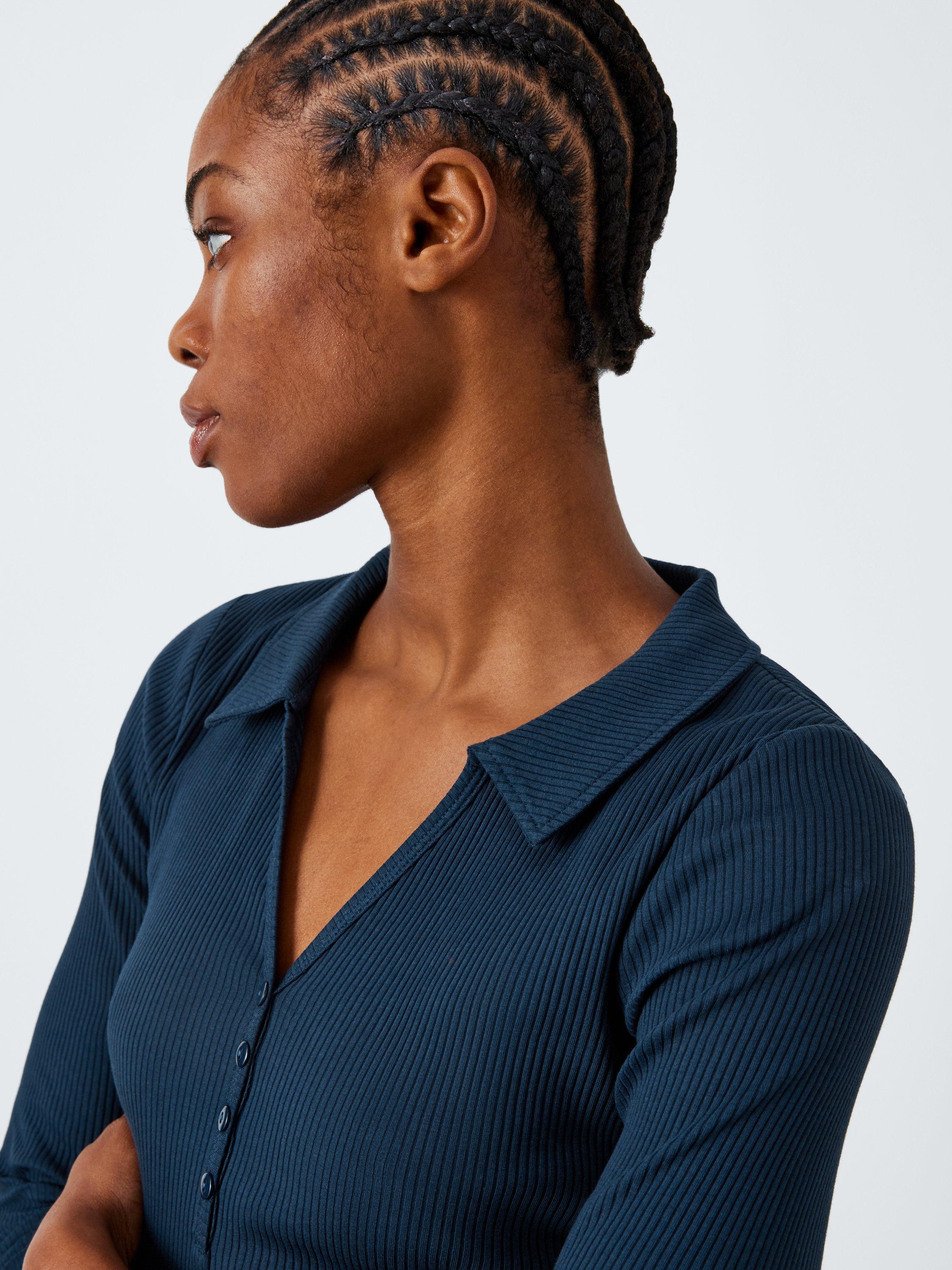 Product image 5 of 6, which shows John Lewis ANYDAY Henley Polo Top, Navy, XS