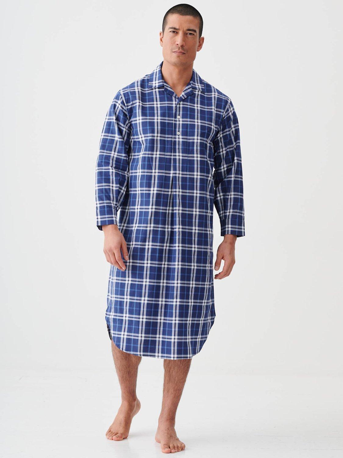 Product image 1 of 1, which shows British Boxers Cotton Nightshirt, Chester Blue, S