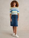 White Stuff Scarlett Organic Cotton Blend Denim Skirt, Dark Blue