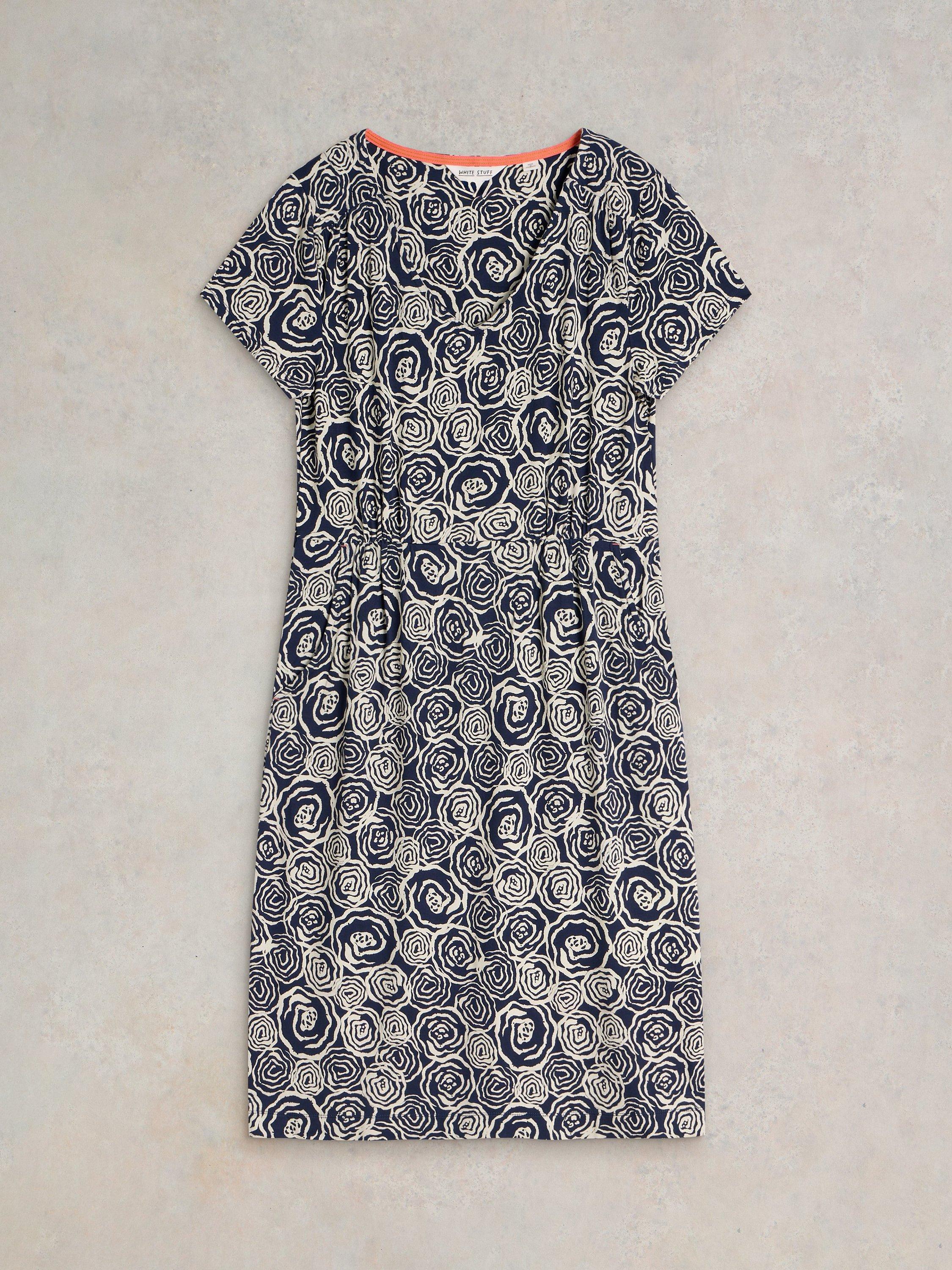 Product image 5 of 6, which shows White Stuff Tallie Abstract Rose Dress, Navy/White, 22