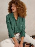 White Stuff Sophie Embroidered Organic Cotton Shirt, Green