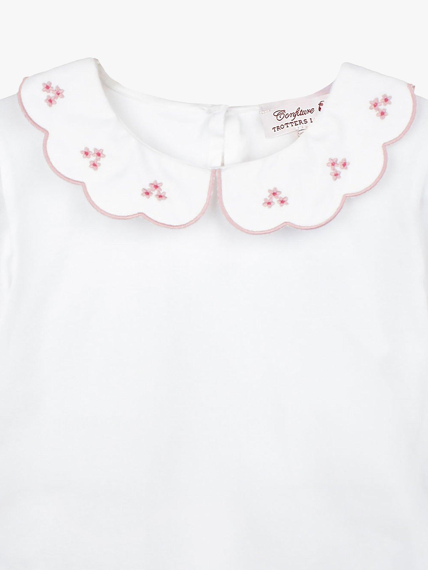 Product image 3 of 3, which shows Trotters Kids' Ava Jersey Top, White/Pink, 2-3 years