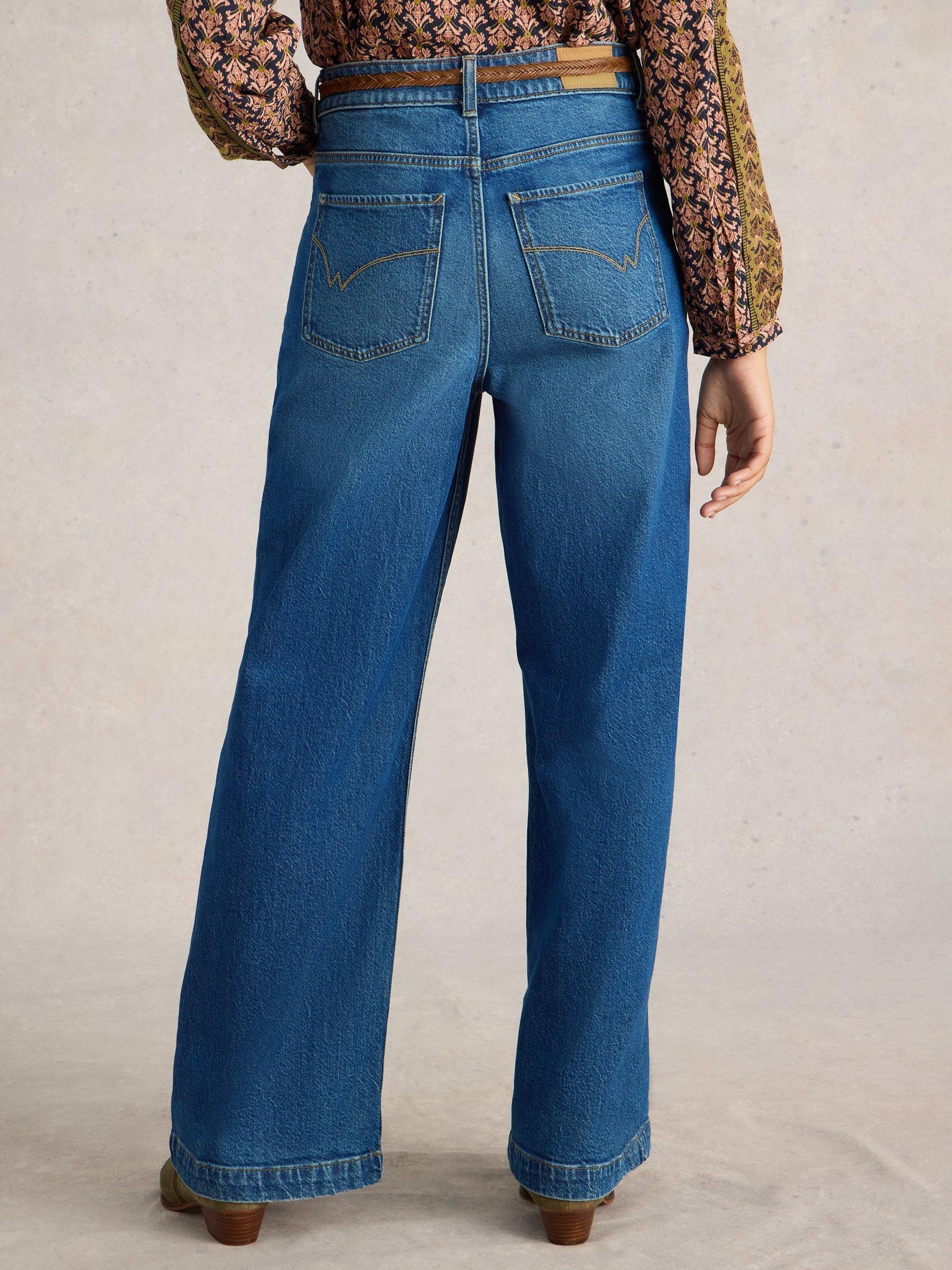 Product image 2 of 6, which shows White Stuff Ayla Mid Rise Wide Leg Jeans, Mid Denim, 6S