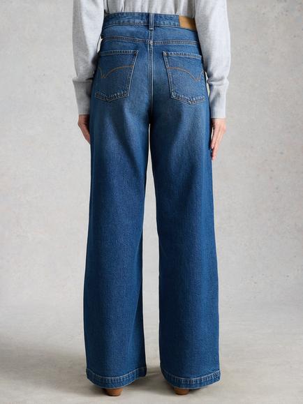 White Stuff Ayla Mid Rise Wide Leg Jeans - view 2, Mid Denim
