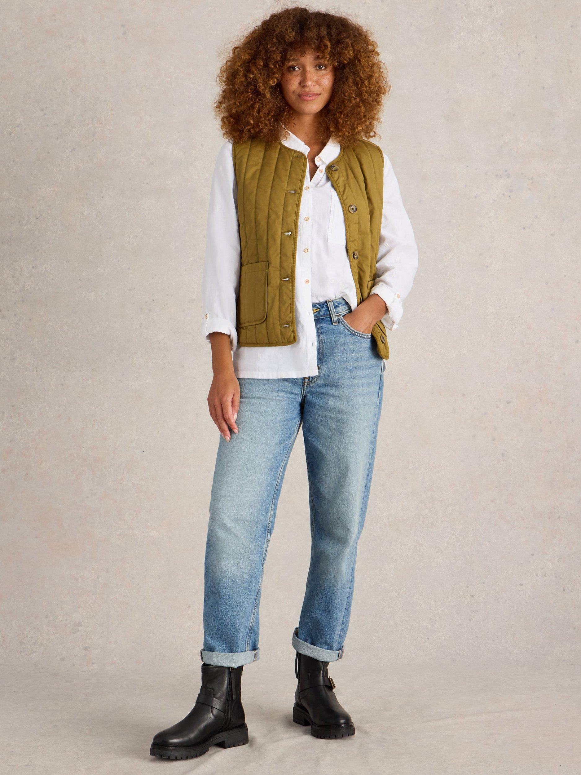 Product image 1 of 6, which shows White Stuff Charlie Organic Cotton Blend Straight Jeans, Mid Blue, 14R