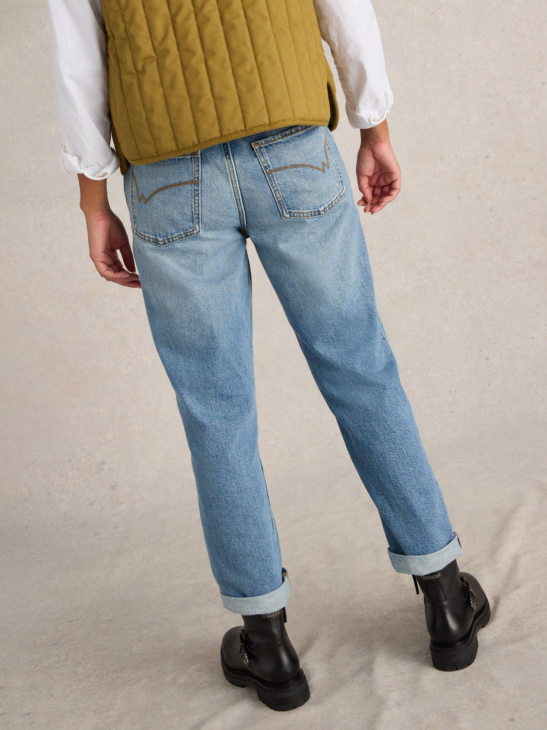 Product image 2 of 6, which shows White Stuff Charlie Organic Cotton Blend Straight Jeans, Mid Blue, 14R