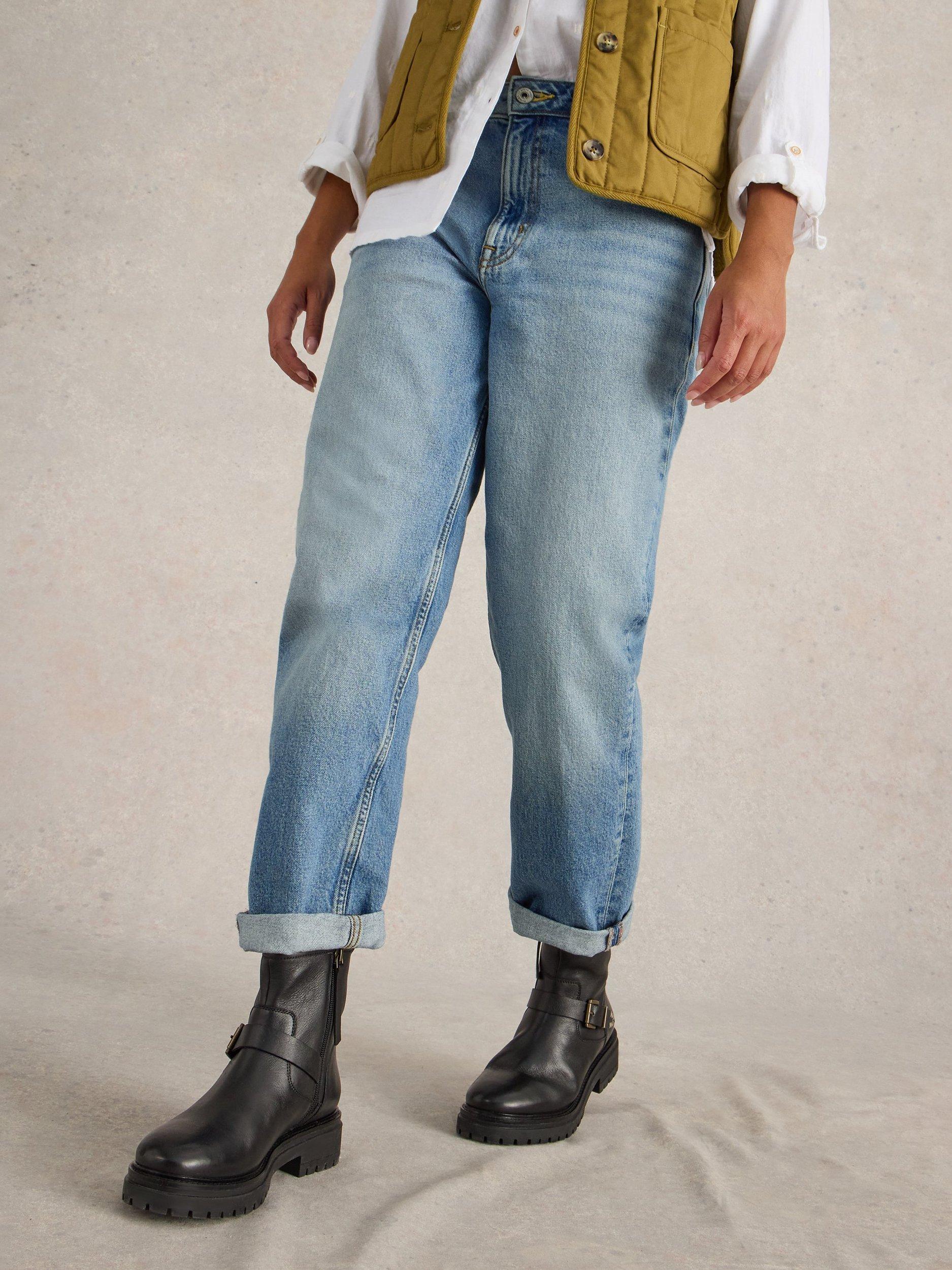Product image 3 of 6, which shows White Stuff Charlie Organic Cotton Blend Straight Jeans, Mid Blue, 14R