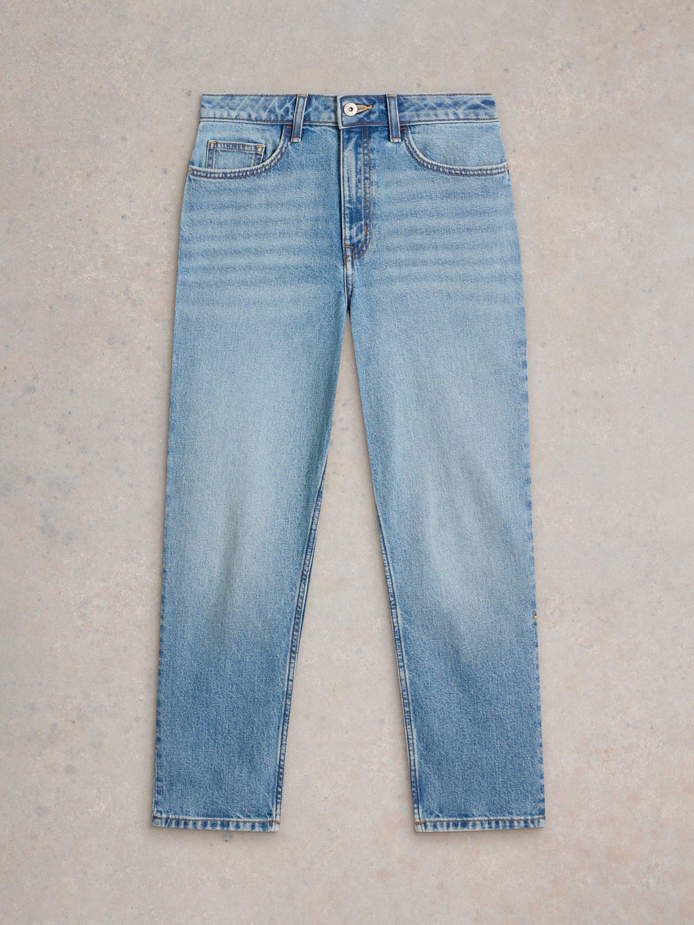 Product image 5 of 6, which shows White Stuff Charlie Organic Cotton Blend Straight Jeans, Mid Blue, 14R