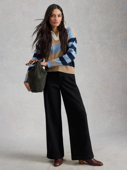 White Stuff Ayla Mid Rise Wide Leg Jeans, Black