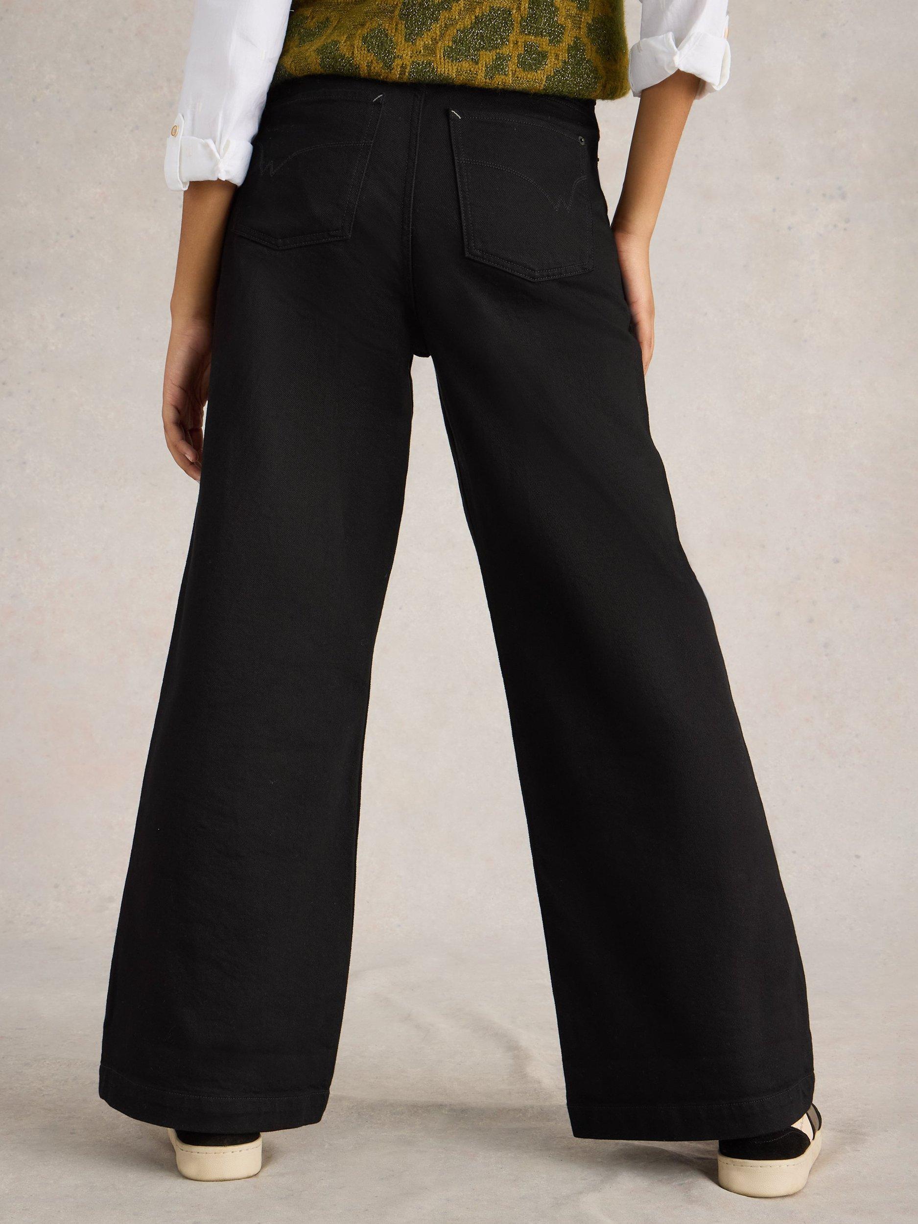 Product image 2 of 6, which shows White Stuff Ayla Mid Rise Wide Leg Jeans, Black, 6S