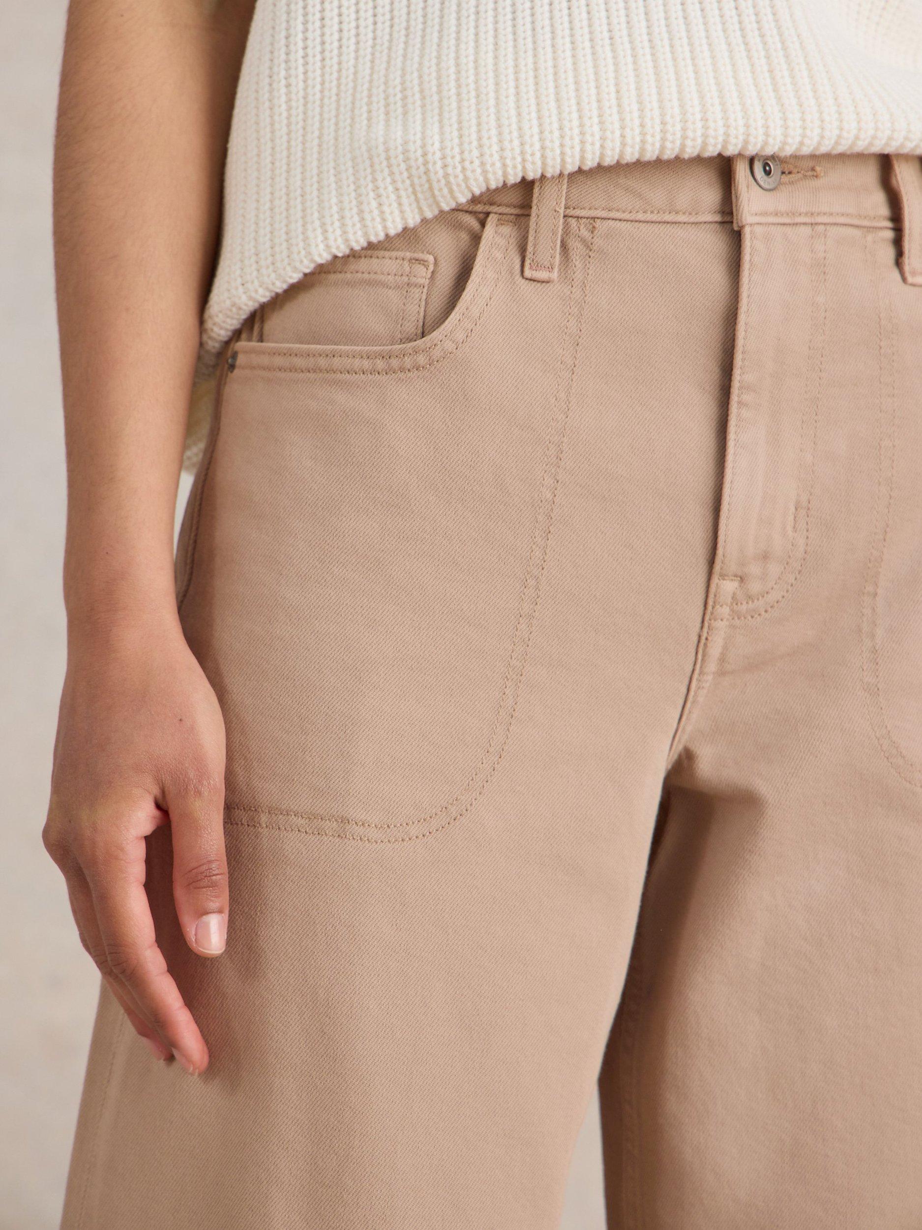 Product image 3 of 6, which shows White Stuff Tia Wide Leg Crop Jeans, Natural, 6R